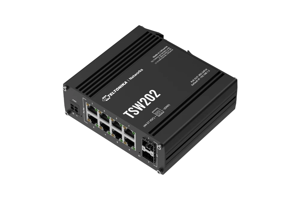 TSW202 Managed switch, 8 x Gigabit Ethernet ports PoE+, 2 x SFP ports