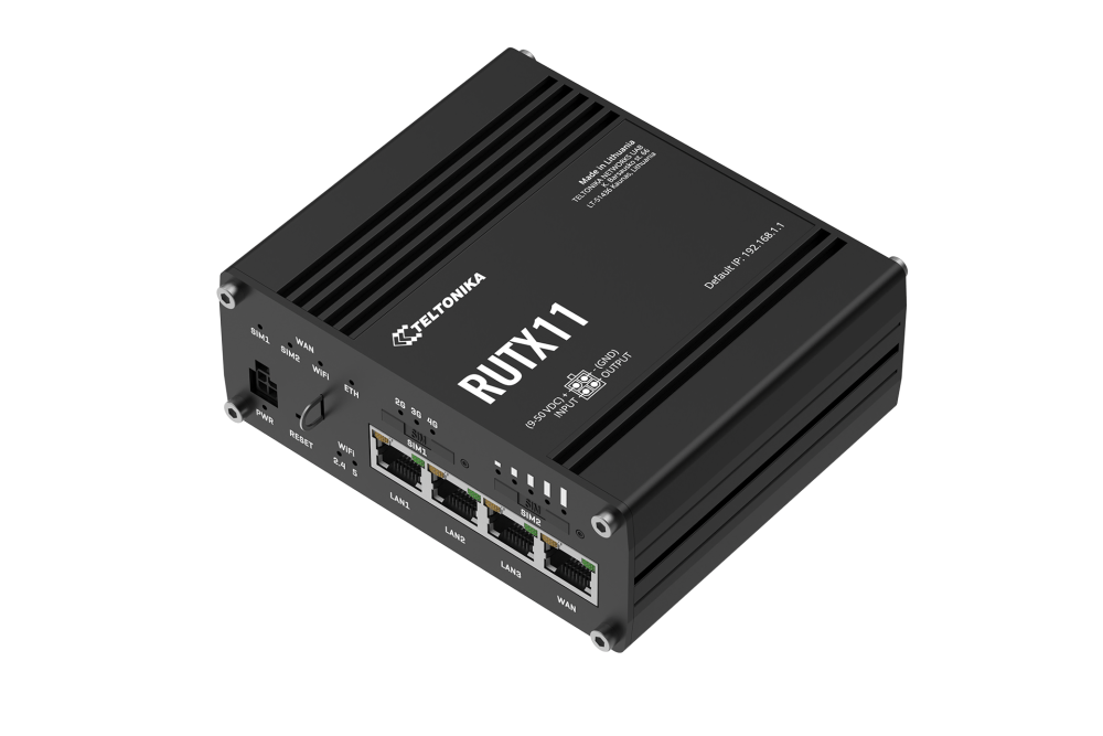 RUTX11 Router 4G/LTE (Cat 6), Dual SIM, 4 x Gigabit Ethernet ports, Wi-Fi, GNSS, Bluetooth