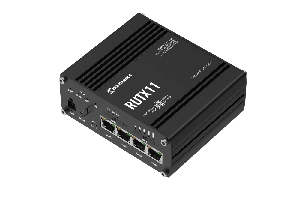 RUTX11 Router 4G/LTE (Cat 6), Dual SIM, 4 x Gigabit Ethernet ports, Wi-Fi, GNSS, Bluetooth