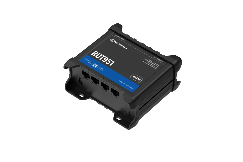 RUT951 POE+ with PSU Router LTE, 4G/LTE (Cat 4), Dual SIM,E-SIM, 4 x POE+ Ethernet ports